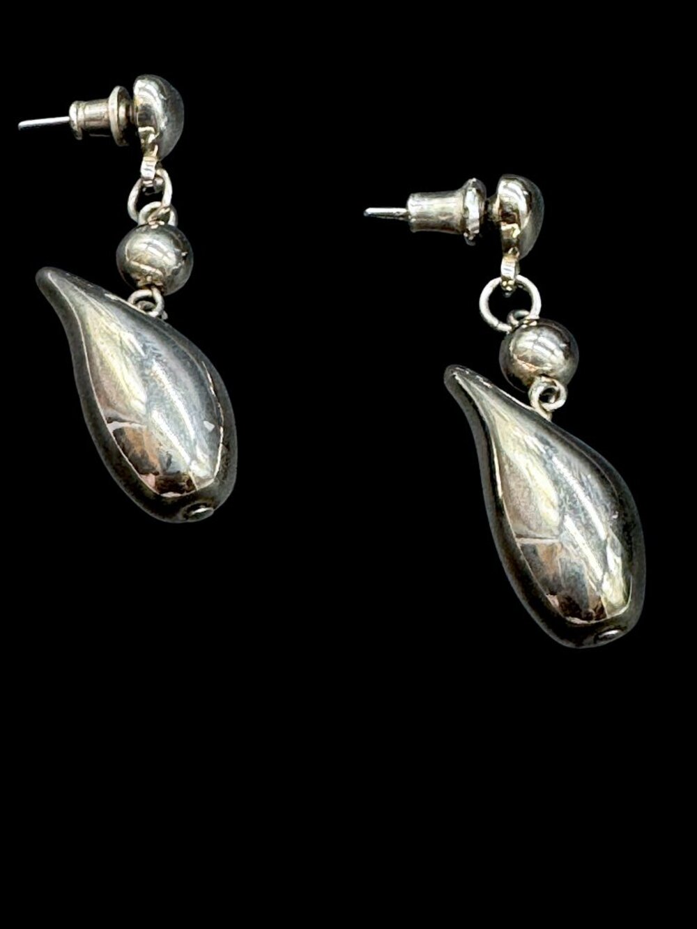 Vintage Silver Plated Pierced Earrings Dangling Teardrop Post is 925 SS Tested